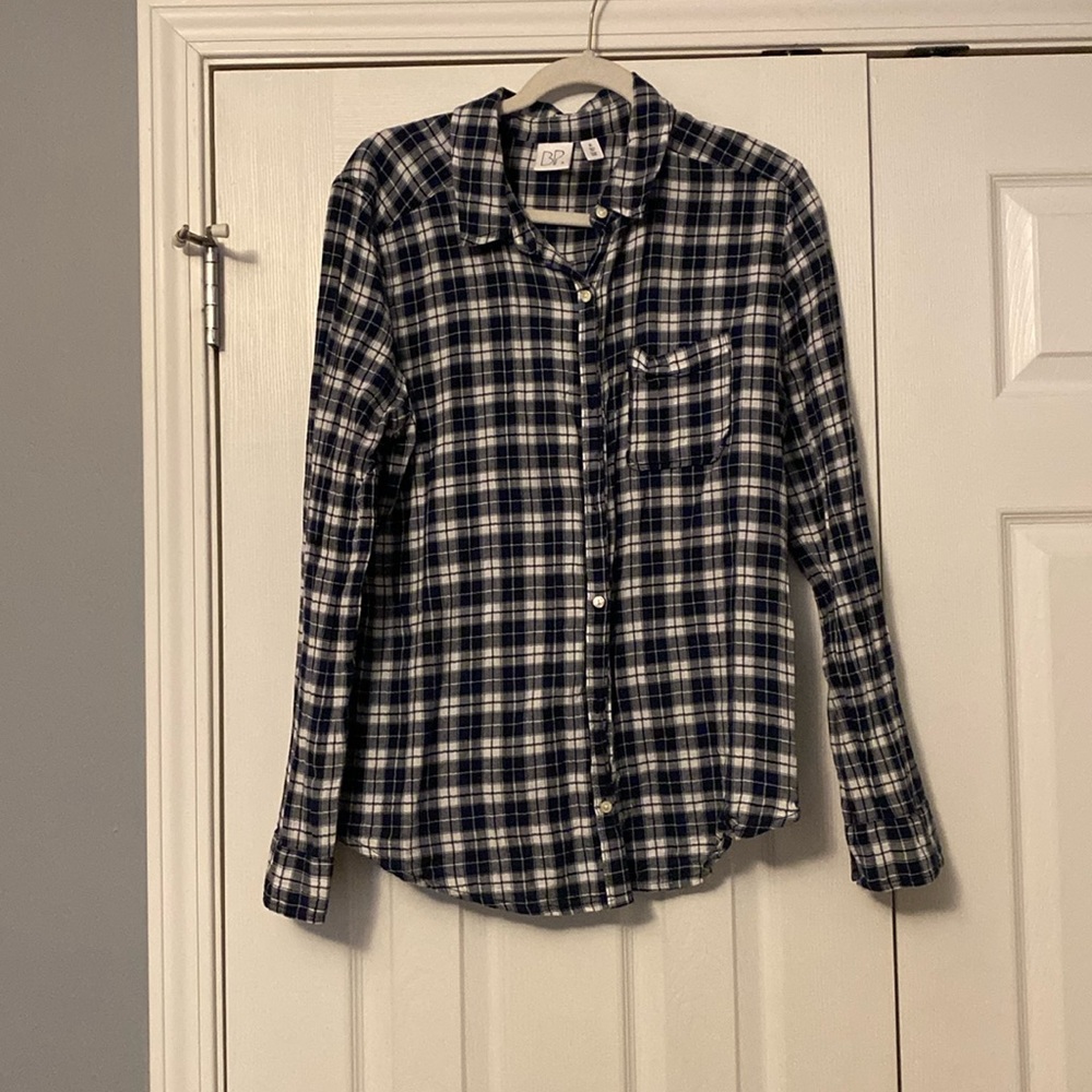 BP Navy Plaid Button Up Size XL